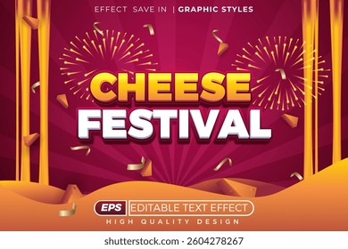 Editable 3d text effect cheese festival