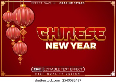 Editable 3d text effect chinese new year