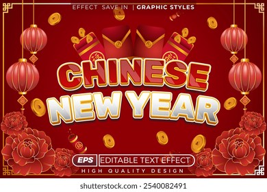 Editable 3d text effect chinese new year