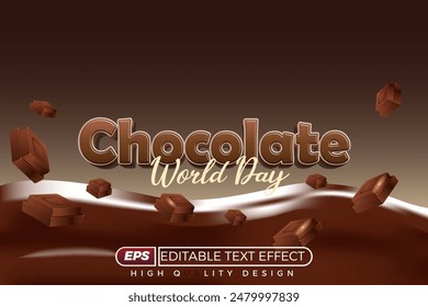 Editable 3d text effect chocolate day