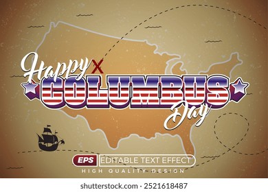 editable 3d text effect Columbus day