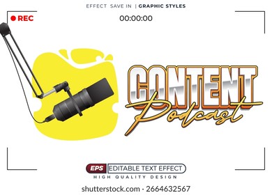 Editable 3d text effect content podcast for poster and thumbnail design