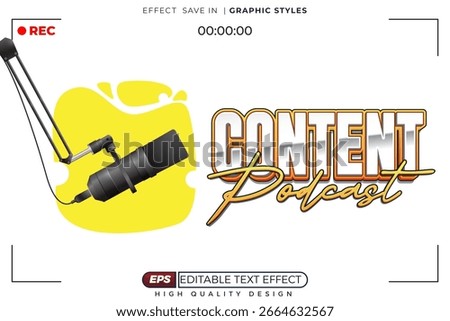 Editable 3d text effect content podcast for poster and thumbnail design