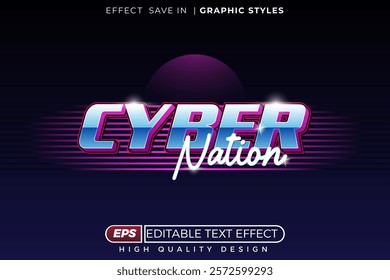 Editable 3d text effect cyber nation
