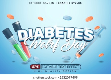 Efecto de texto 3d editable Día mundial de la diabetes