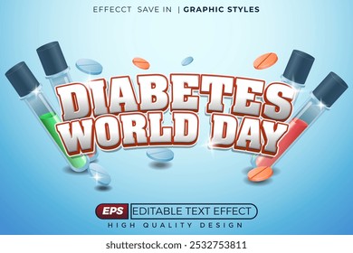 Editierbarer 3D-Texteffekt Diabetes Welt Tag