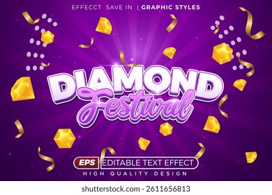 Editable 3d text effect diamond festival