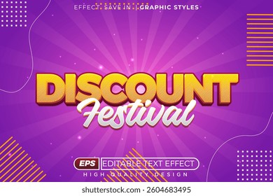 Editable 3d text effect discount festival