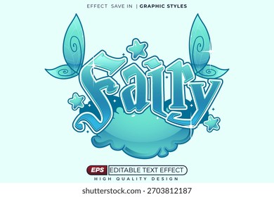 Logotipo de fada de efeito de texto 3d editável para design de modelo de streamer