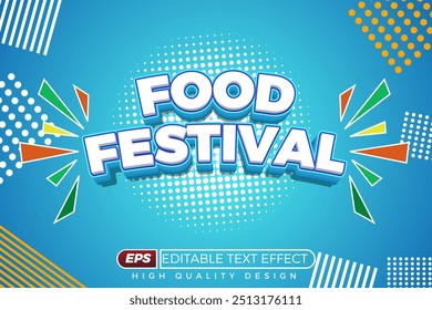 Editable 3d text effect food festival