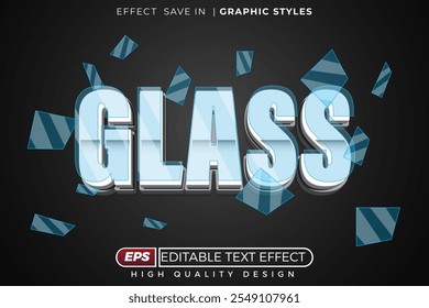 Vidro de efeito de texto 3d editável