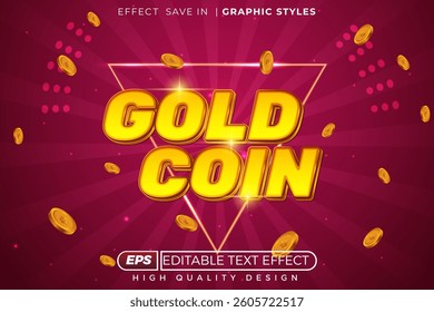 Editable 3d text effect gold coin