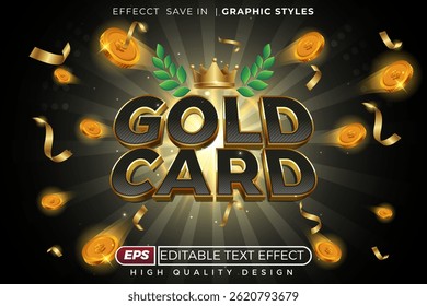 Editable 3d text effect gold card