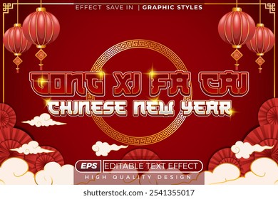 Efecto de texto 3D editable gong xi fa cai