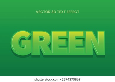 Editable 3D text effect Green template style premium vector Eps10