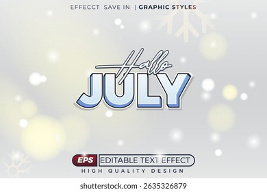 Editable 3d text effect hallo july winter theme