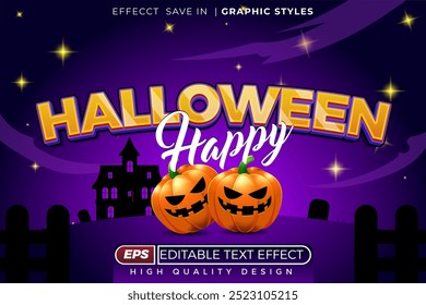 editable 3d text effect halloween happy