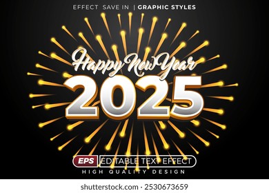 Editable 3d text effect happy new year