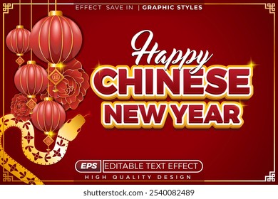 Editable 3d text effect happy chinese new year