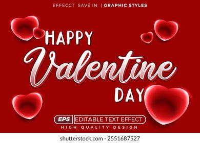 Editable 3d text effect happy valentine day