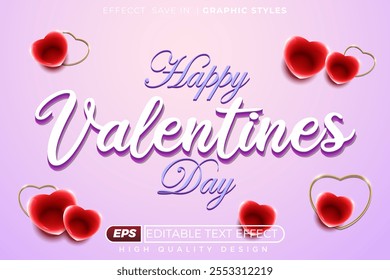 Editable 3d text effect happy valentine