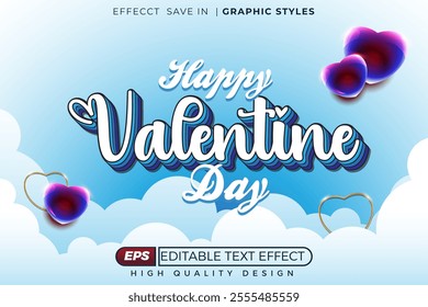 Editable 3d text effect happy valentine day