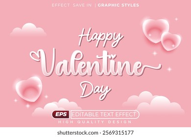 Editable 3d text effect happy valentine day 