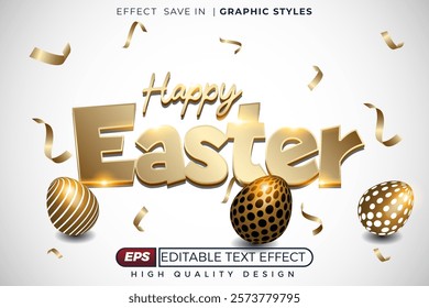 Editable 3d text effect happy easter