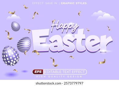 Editable 3d text effect happy easter