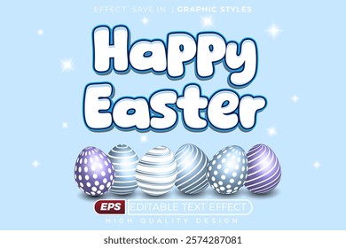 Editable 3d text effect happy easter