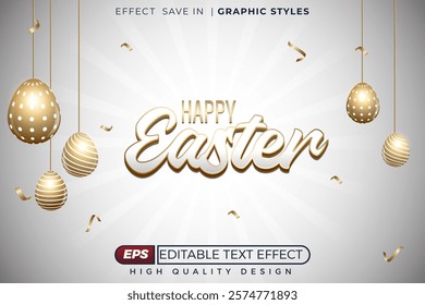 Editable 3d text effect happy easter