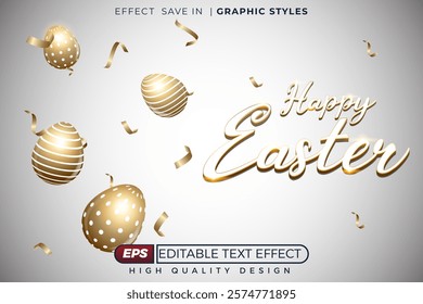 Editable 3d text effect happy easter