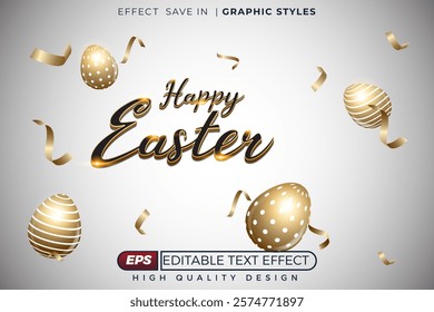 Editable 3d text effect happy easter