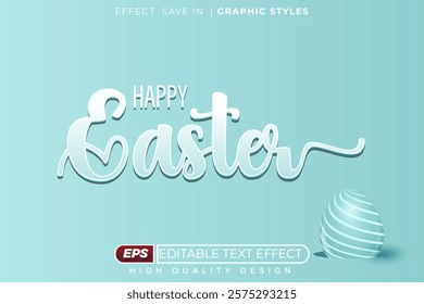 Editable 3d text effect happy Easter