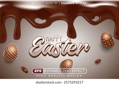 Editable 3d text effect happy Easter