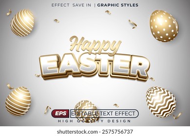 Editable 3d text effect happy easter