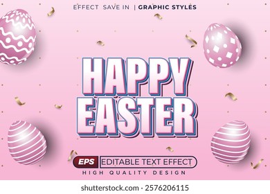 Editable 3d text effect happy easter