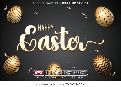 Editable 3d text effect happy easter