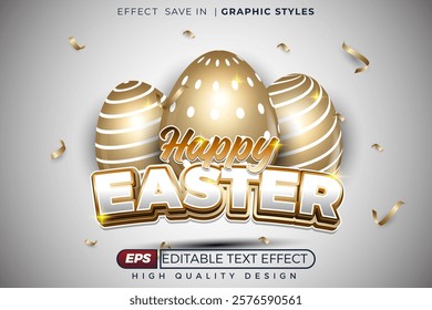 Editable 3d text effect happy easter