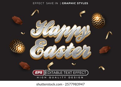 Editable 3d text effect happy easter