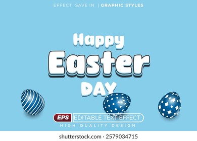 Editable 3d text effect happy easter day