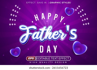 Editable 3d text effect happy father's day
