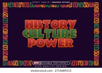 Poder editable de la cultura de la historia del efecto del texto 3D para el Anuncio negro del carnaval del mes de la historia y diseño de la Plantilla del cartel