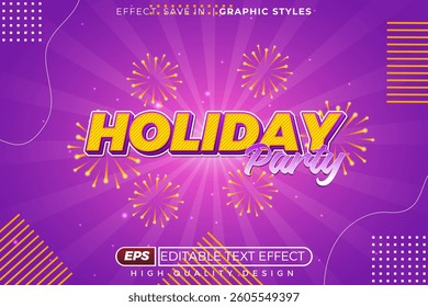 Editable 3d text effect holiday