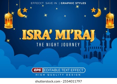 Editable 3d text effect isra' mi'raj