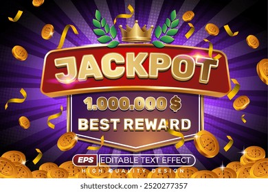 Jackpot editable de efecto de texto 3D