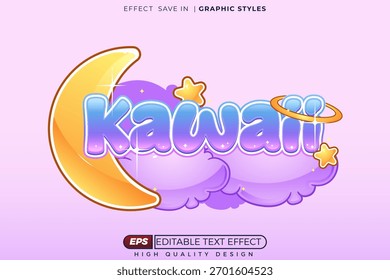 Editable 3d text effect kawaii logo for streamer template design