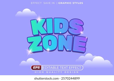 Editable 3d text effect kids zone