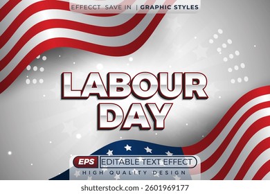 Editable 3d text effect labour day