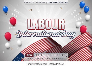 Editable 3d text effect labour day